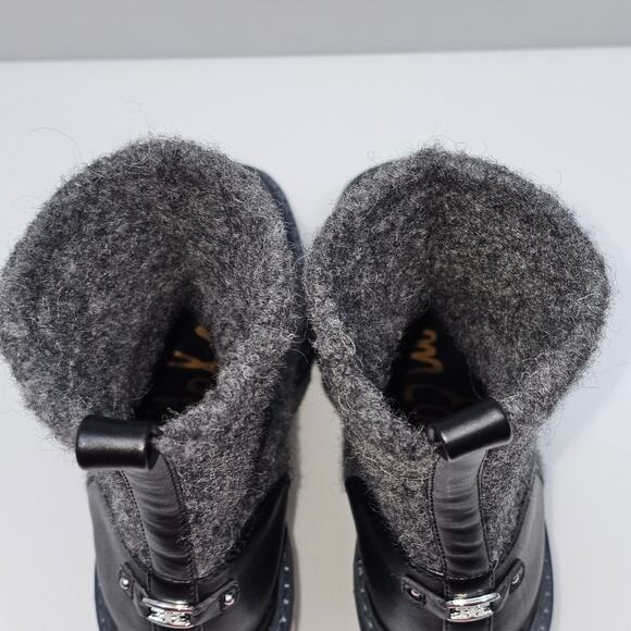 NEW Sam Edelman Rozanna Ankle Boot Women 9 Charcoal Gray Sweater Knit Block Heel - Picture 10 of 14